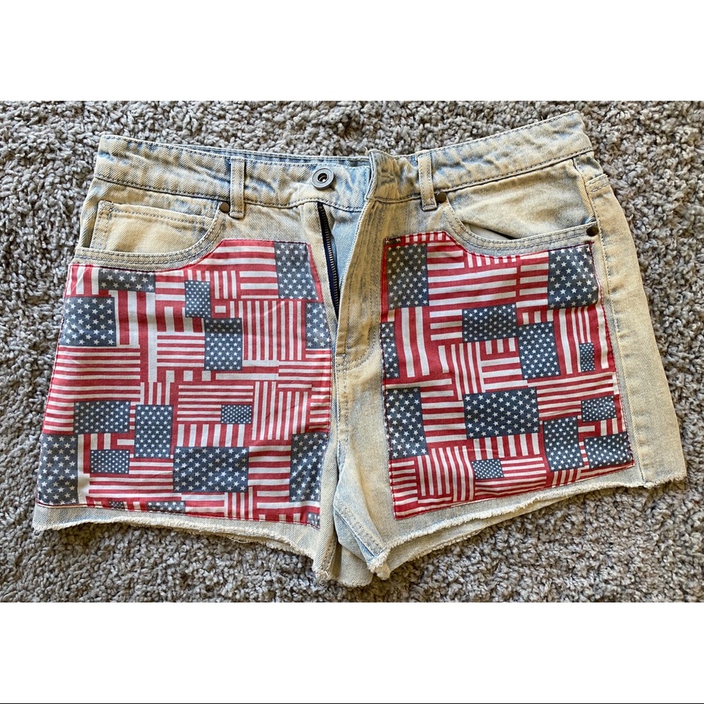 American flag shorts. Fourth of July.